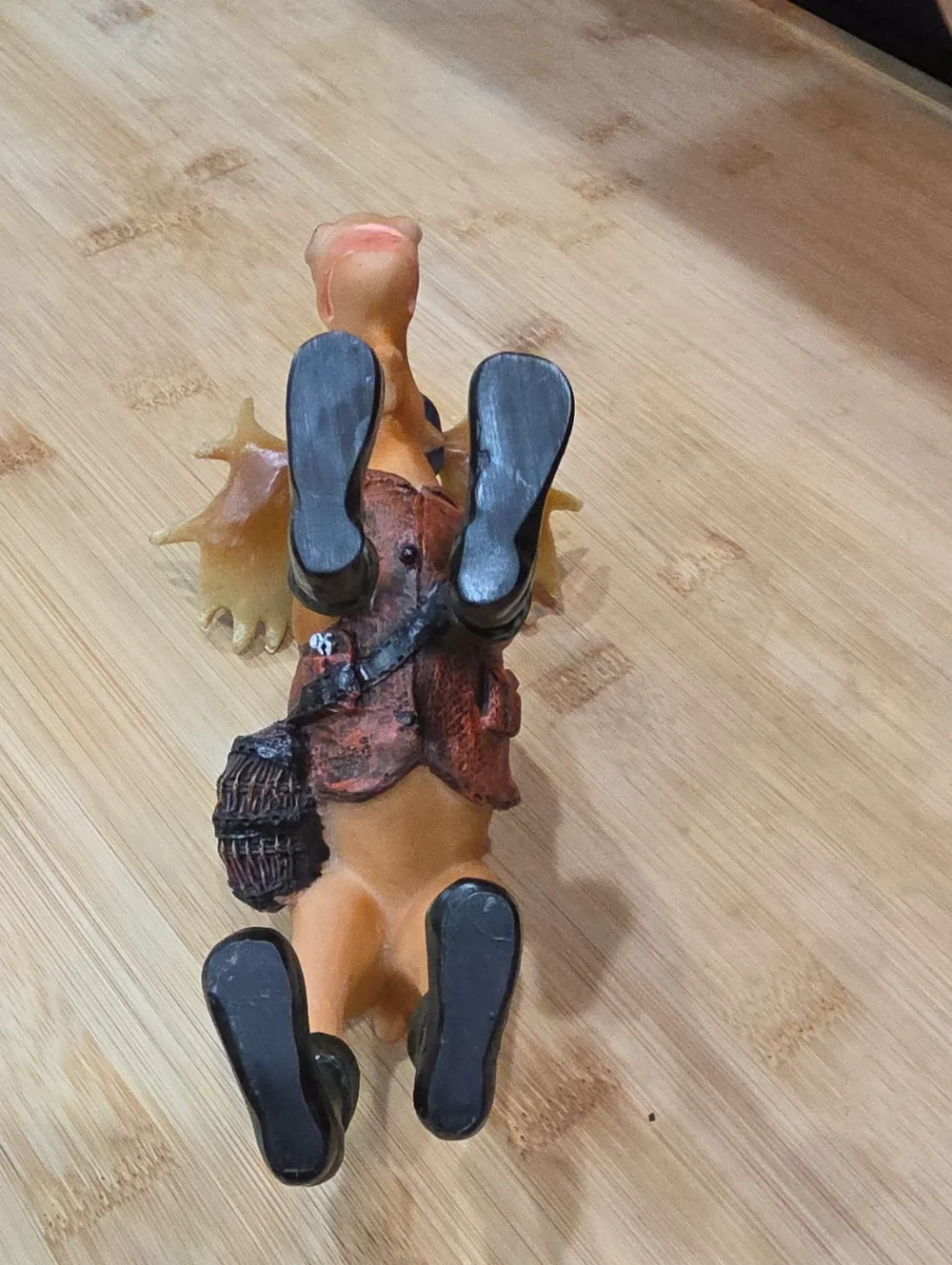 Plastic Whimsical Brown Moose Fig with Green Boots Approximately 5.5 In T 6 In L